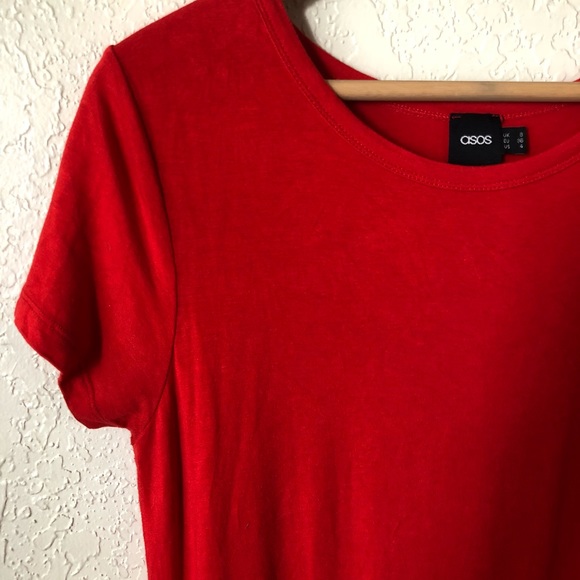 ASOS Red Cotton Blend Midi Accordion Hem, 4 - Picture 3 of 4